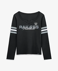 Fanatics Women's Las Vegas Raiders Team First Coverage Scheme Long Sleeve Lace-up Neckline T-Shirt
