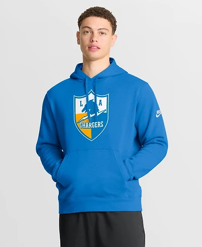 Nike Men's Los Angeles Chargers Club Fleece Drawstring-Hood Brushed-Back Pullover Hoodie