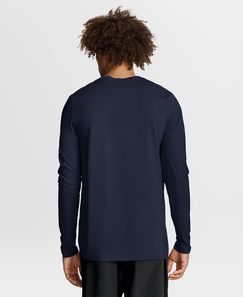 Nike Men's Dri-fit Legend Icon New England Patriots Long-Sleeve Crewneck T-Shirt