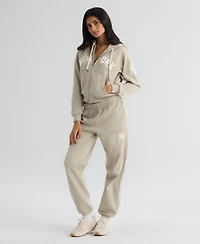 Fanatics Women's New York Yankees Iconic Terry Full-Zip Cropped Fit Hoodie
