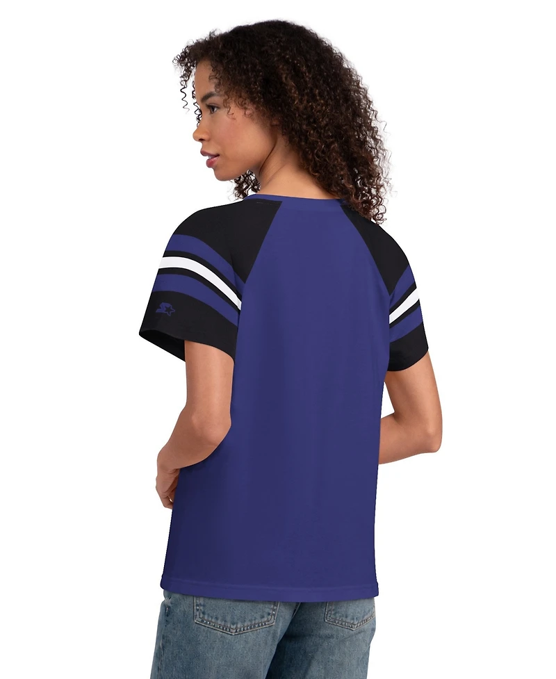 Starter Women's Baltimore Ravens Game On Notch Neck Raglan Sleeves T-Shirt