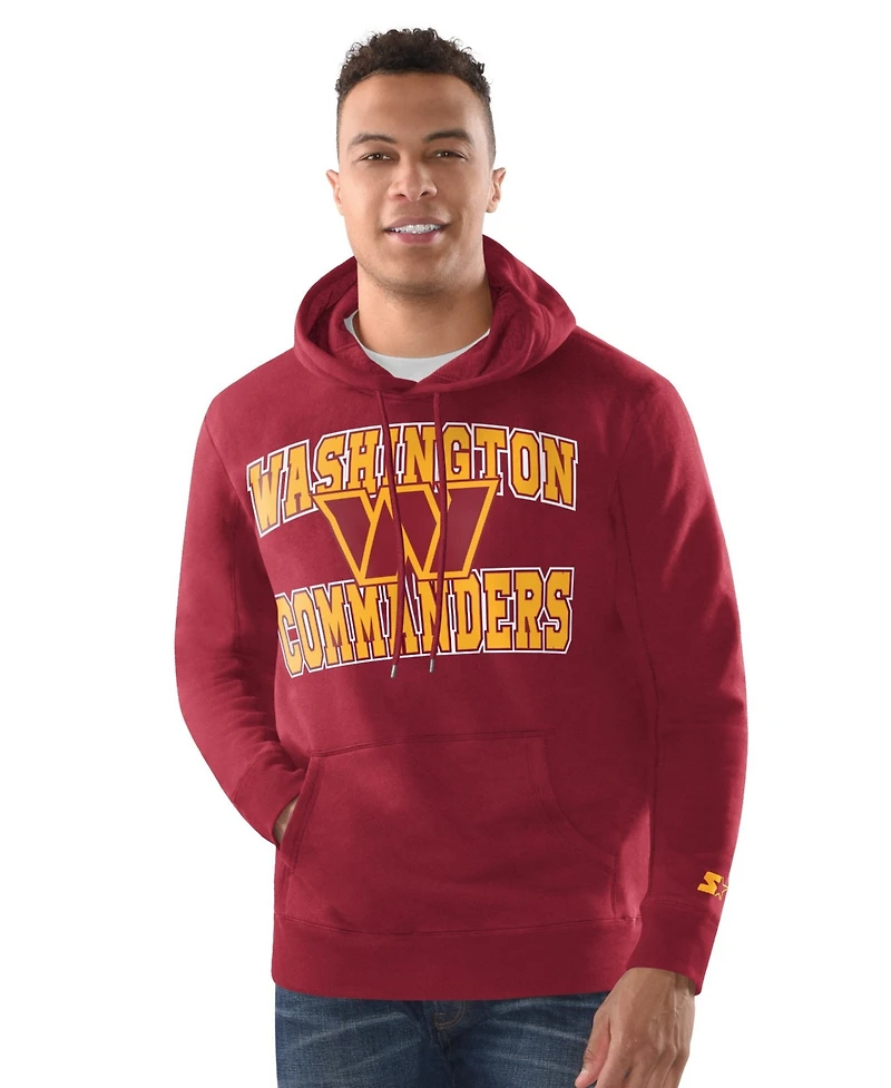 Starter Men's Washington Commanders Graphic Midweight Hoodie and Cuffed Knit Hat, 2-Piece Set