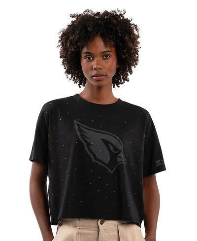 Starter Women's Arizona Cardinals Boxy Cropped Rhinestone T-Shirt