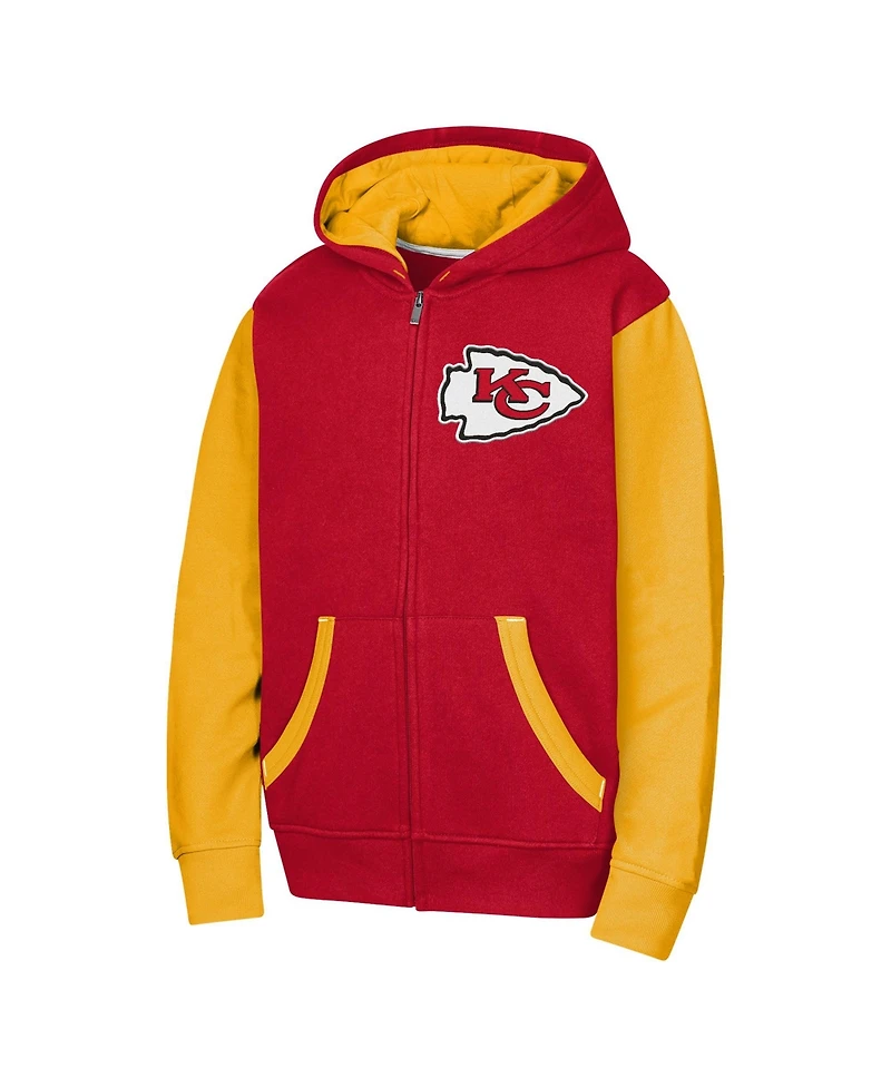 Outerstuff Boys' and Girls' Kansas City Chiefs Stadium Colorblock Fleece-Lined Full-Zip Hoodie