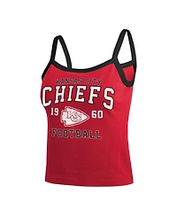 Wear by Erin Andrews Women's Kansas City Chiefs Color Block Distressed Screen Print Graphics Tank Top