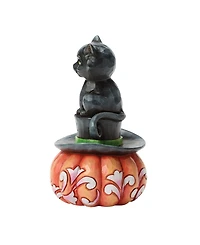Jim Shore Halloween Black Cat Sitting on Hat Figurine