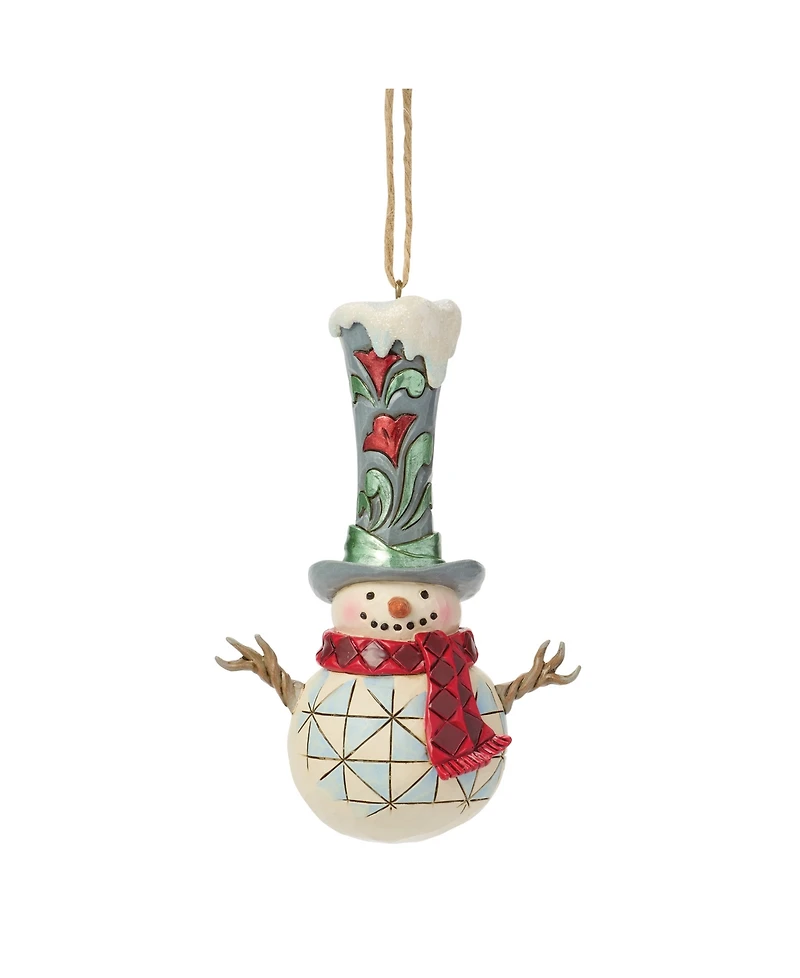 Jim Shore Heartwood Creek Snowman with Tall Top Hat Hanging Ornament