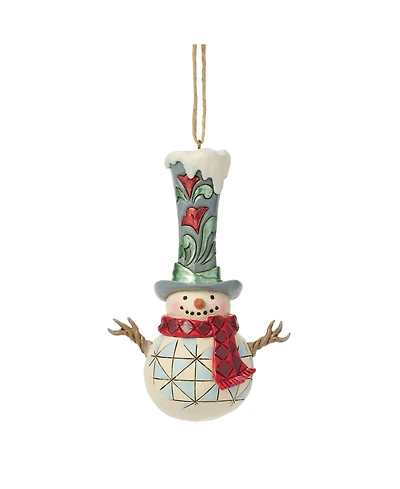 Jim Shore Heartwood Creek Snowman with Tall Top Hat Hanging Ornament