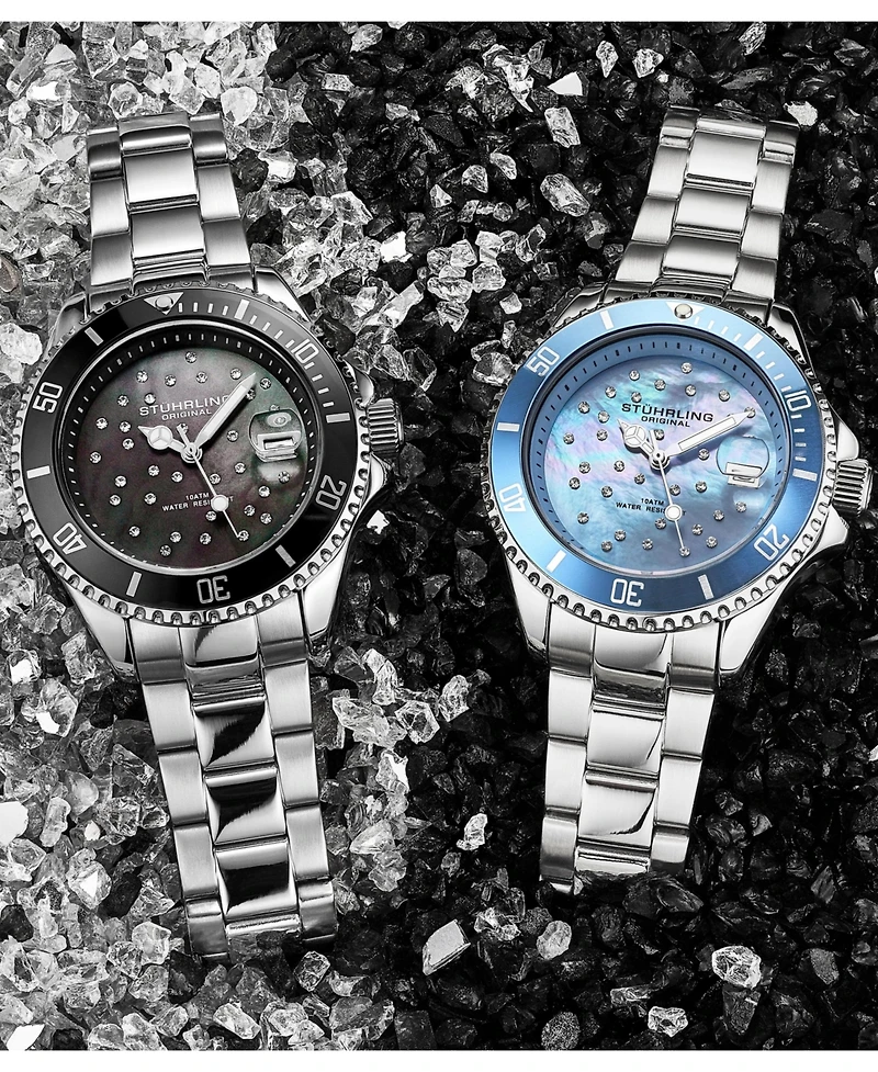 Stuhrling StarSea 3977 Women s Fashion Watch – Quartz Movement, 39mm Case, Mop Dial with Crystal Accents, 100M Water Resistance