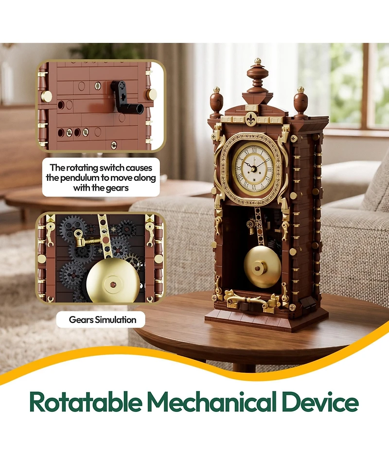 Contixo BK12 Retro Pendulum Clock 751-Piece Building Set with Quartz Clock Component, Ages 8+