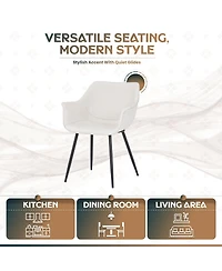 LeisureMod Markley Modern Leather Accent Dining Chair with Black Iron Legs
