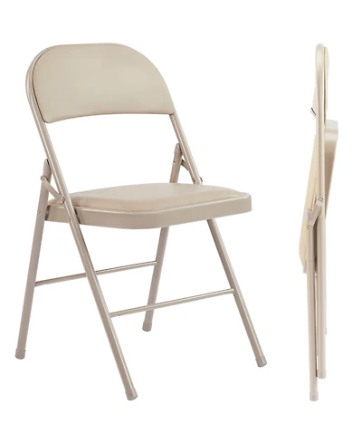 Yiortwo Leather Padded Folding Chair, Portable Indoor Outdoor Seating