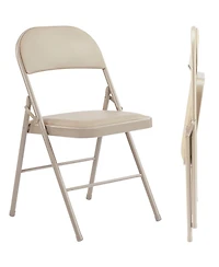 Yiortwo Leather Padded Folding Chair, Portable Indoor Outdoor Seating