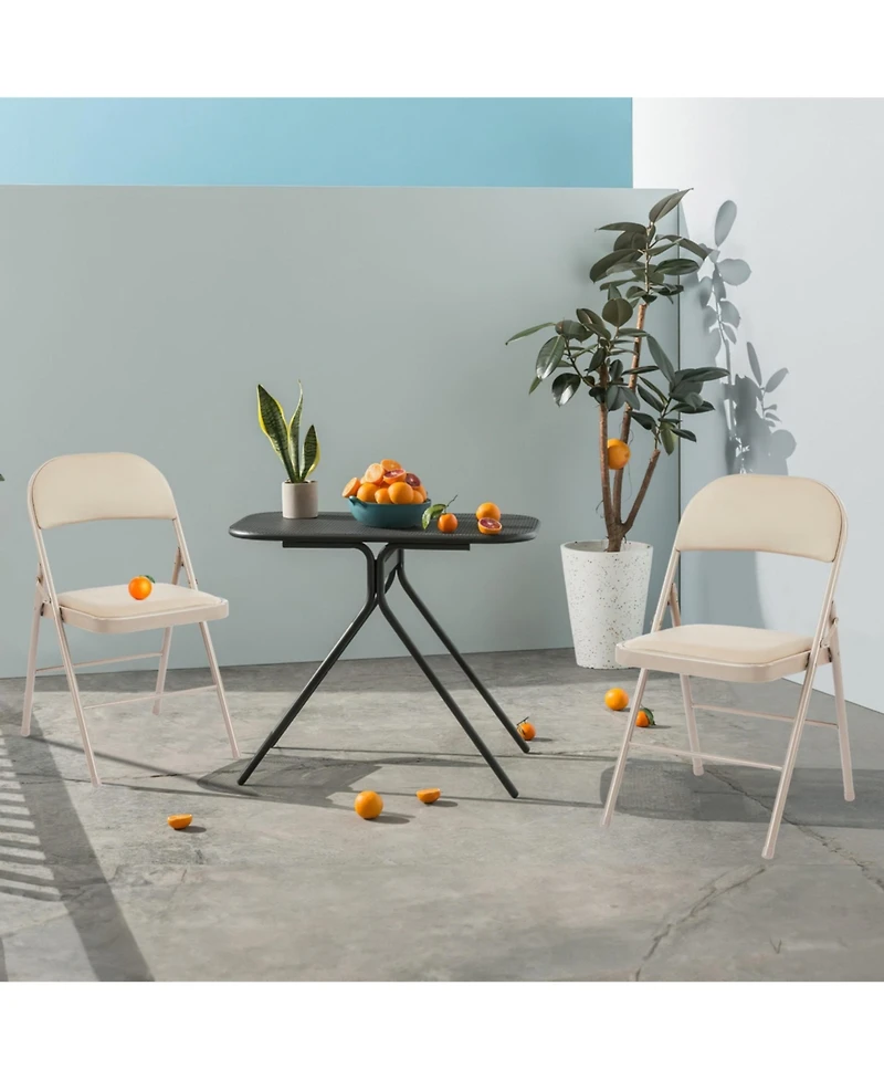 Yiortwo Leather Padded Folding Chair, Portable Indoor Outdoor Seating