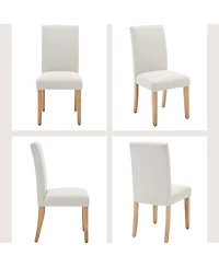 homfan Dining Chairs Set of 6, Upholstered Ergonomic Chairs with Curved Backrest, Heavy-Duty Wood Legs for Dining Room Kitchen Home