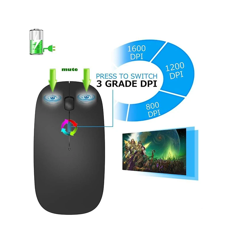 Lofree Rechargeable 4 Mode Wireless Silent Mouse Ultra Slim Ergonomic For Laptop Pc Tablet