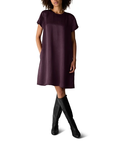 Eileen Fisher Women's Round Neck Short-Sleeve Knee-Length Dress