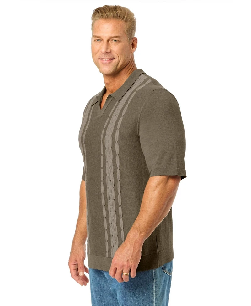 KingSize Men's Big & Tall No Tuck Cable-Knit Pullover Polo