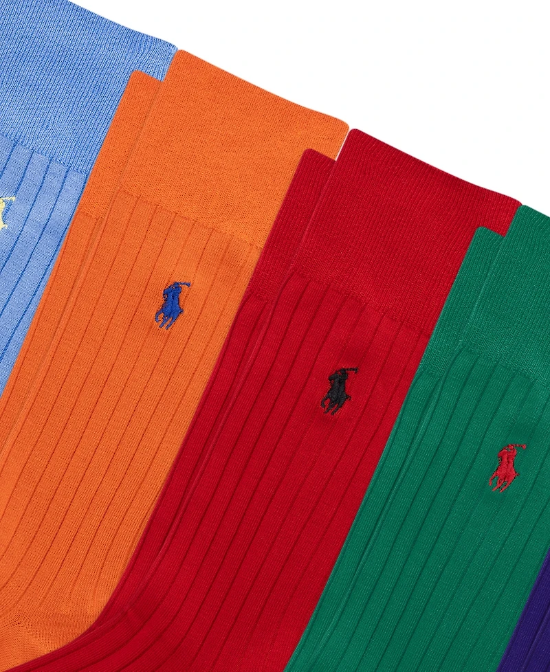 Polo Ralph Lauren Men's Egyptian Cotton-Blend Ribbed Crew Socks, 12-Pair