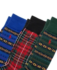 Polo Ralph Lauren Fair Isle Plaid Crew Socks, 3-Piece Set