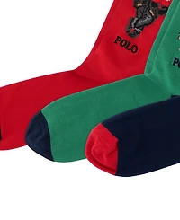 Polo Ralph Lauren Seasonal Bears Polo Bear Cotton-Blend Ribbed-Cuff 3-Piece Sock Set
