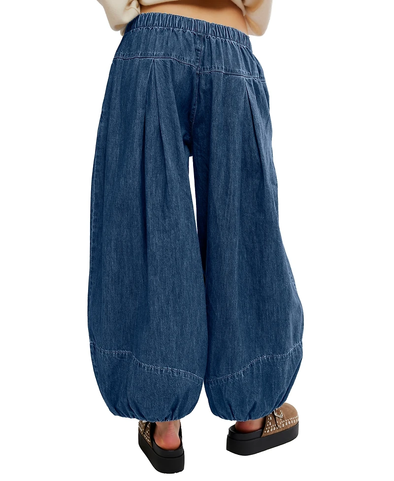 Free People Women's Moonflower Mid-Rise Wide-Leg Pull-On Jeans