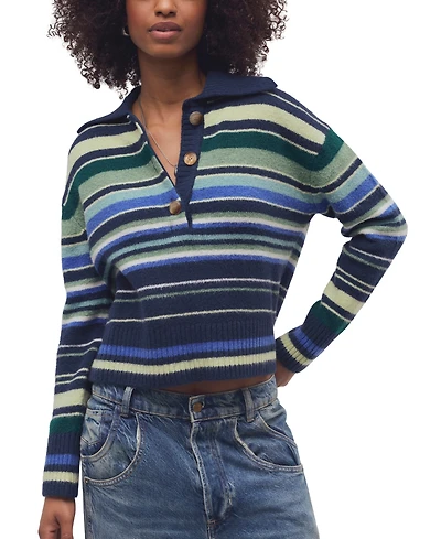 Free People Women's Trading Up Lightweight Stripe Polo Sweater