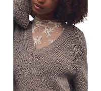 Free People Women's Heartland Cropped Flared-Sleeve V-Neck Pullover