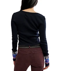 Free People Women's We The Noa Long-Sleeve Scoop-Neck Fitted Cardigan