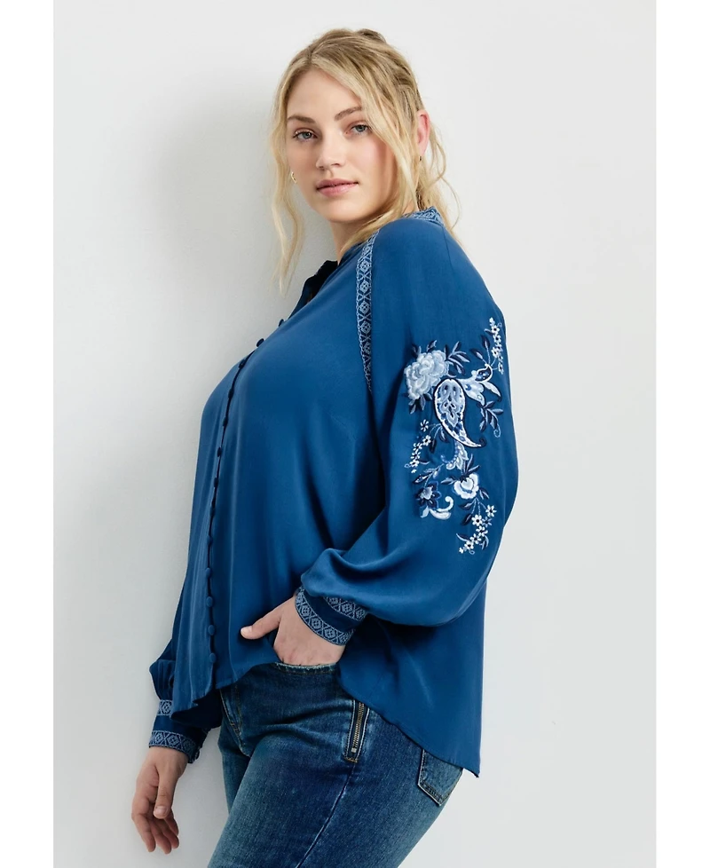 Avenue Women's Plus Chloe Embroidered Blouse