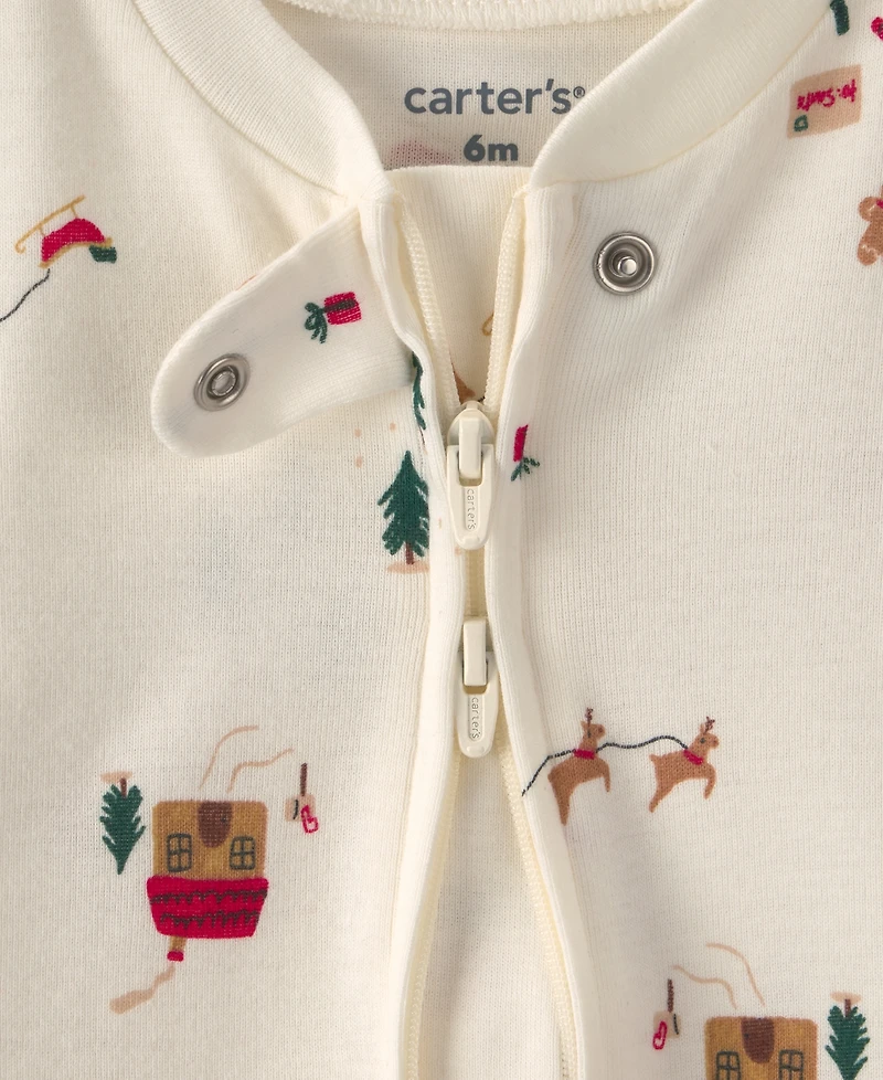 Carter's Baby Boys' Dreaming of Santa Long-Sleeve Buffalo-Check Bodysuit and Footed Pajama Pant, 3-Piece Set