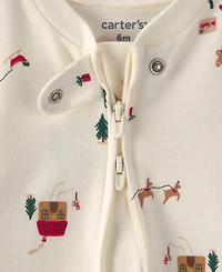 Carter's Baby Boys' Dreaming of Santa Long-Sleeve Buffalo-Check Bodysuit and Footed Pajama Pant, 3-Piece Set