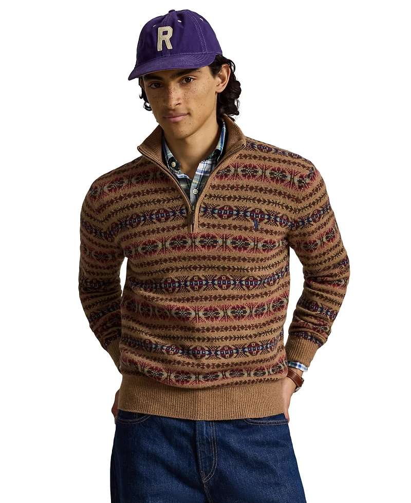 Polo Ralph Lauren Men's Fair Isle Quarter-Zip Regular-Fit Wool Sweater