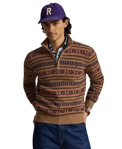 Polo Ralph Lauren Men's Fair Isle Quarter-Zip Regular-Fit Wool Sweater
