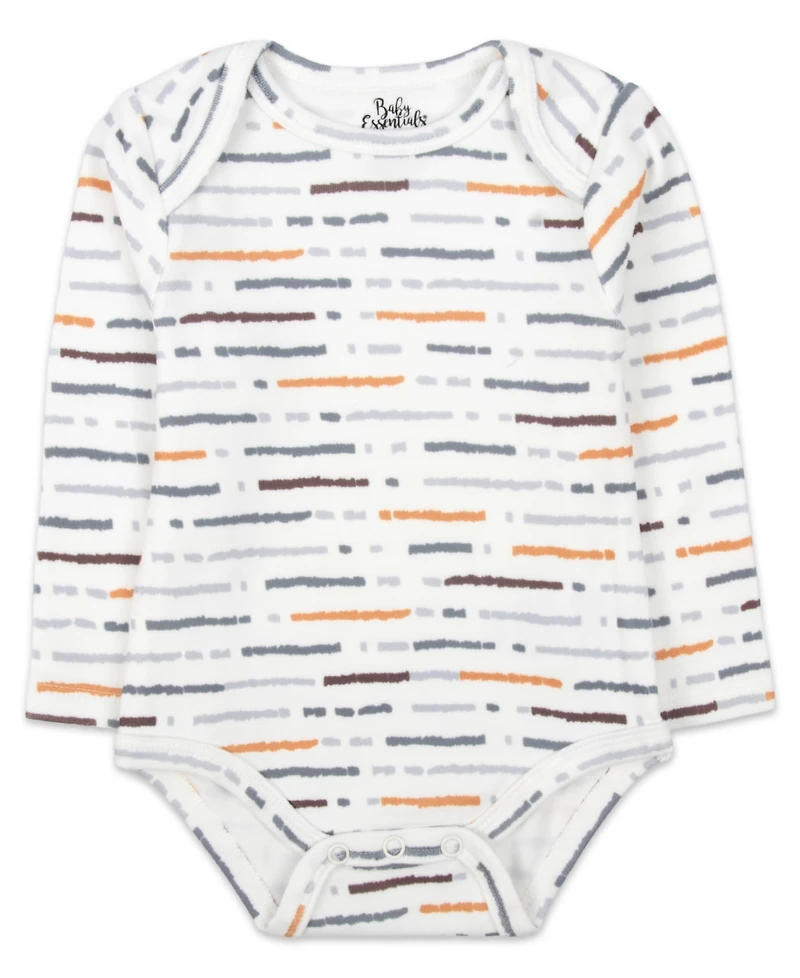 Baby Essentials Boys' Crewneck Long-Sleeve 3-Piece Bodysuit Set