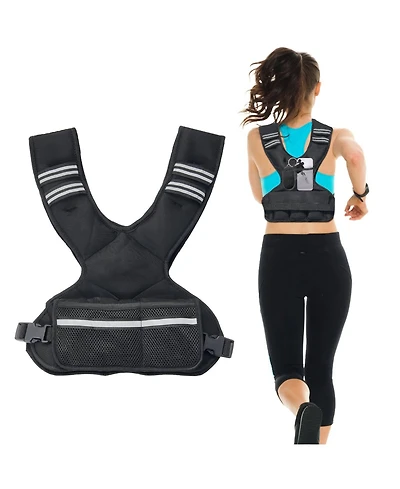 Mecale Adjustable Weighted Vest, 11-20 lb Vest with Ironsand Weights and Reflective Stripe for Strength Training