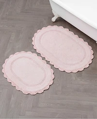 Laura Ashley Eloise Crochet Oval 2-Piece Bath Mat Set