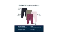 Gerber Baby Girls 0M - 24M Vanilla Active Pants, 4-Pack