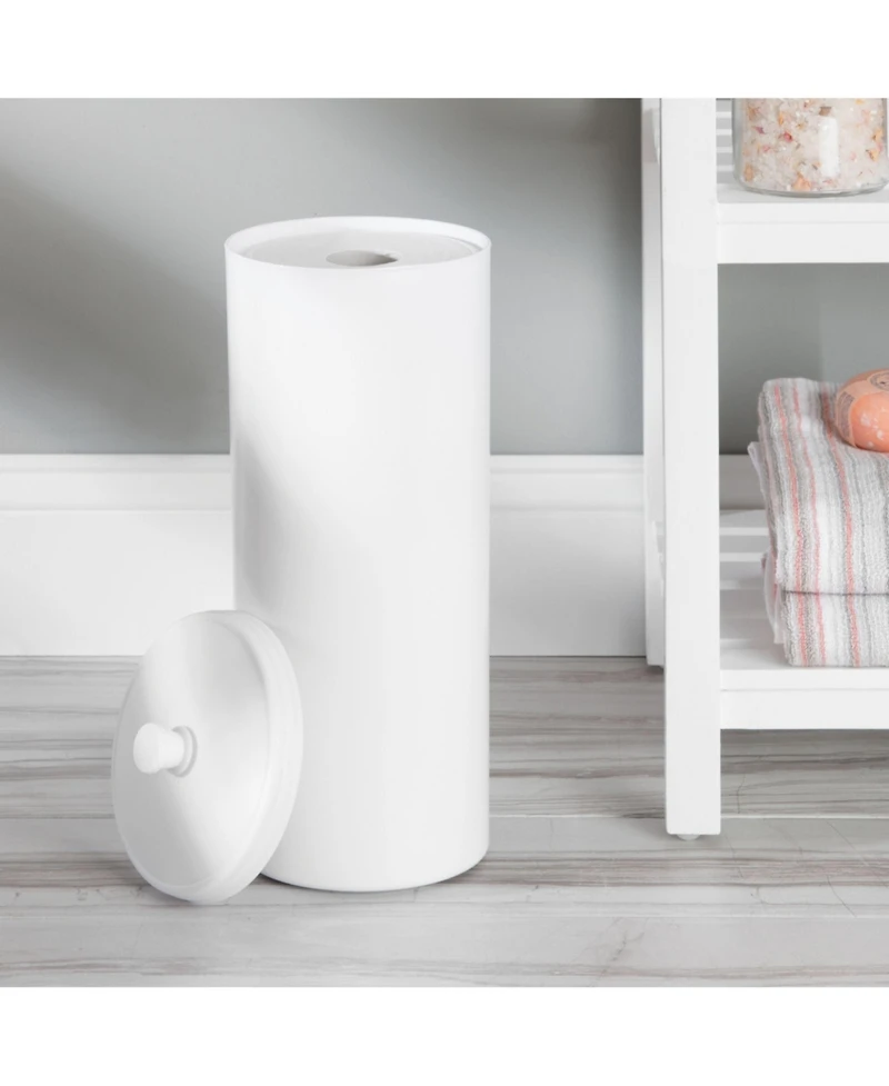 mDesign Freestanding Toilet Paper Canister, Set of 2, White, Made in Usa