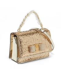 Pre-Owned Salvatore Ferragamo Women's Vara Bow Glitter Top Handle Bag