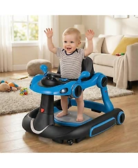 Slickblue 6-in-1 Baby Walker and Activity Center with Canopy, Music Rocker