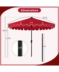 Gouun 9.3 feet Solar Patio Umbrella with 24 Led Lights, Vented Top and Ruffles