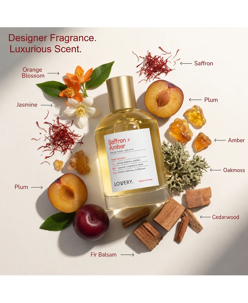 Lovery Plus Saffron + Amber Eau de Parfum Perfume Set - 3.4fl oz Women Perfume Gift Set with Mini Perfume and Free Gift Sample