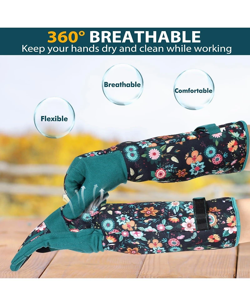 Xdovet Women Leather Garden Gloves Long Thorn-proof Grip Work
