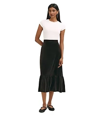 Finery London Women's Joline Velvet Tiered High-Waisted Midi Skirt