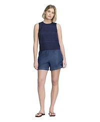 Finery London Women's Gloria Eyelet Cotton Crewneck Blouse
