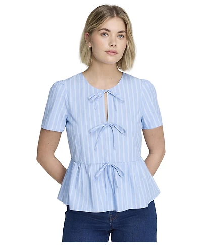 Finery London Women's Bridie Peplum Tie-Front Short-Sleeve Blouse