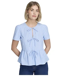 Finery London Women's Bridie Peplum Tie-Front Short-Sleeve Blouse