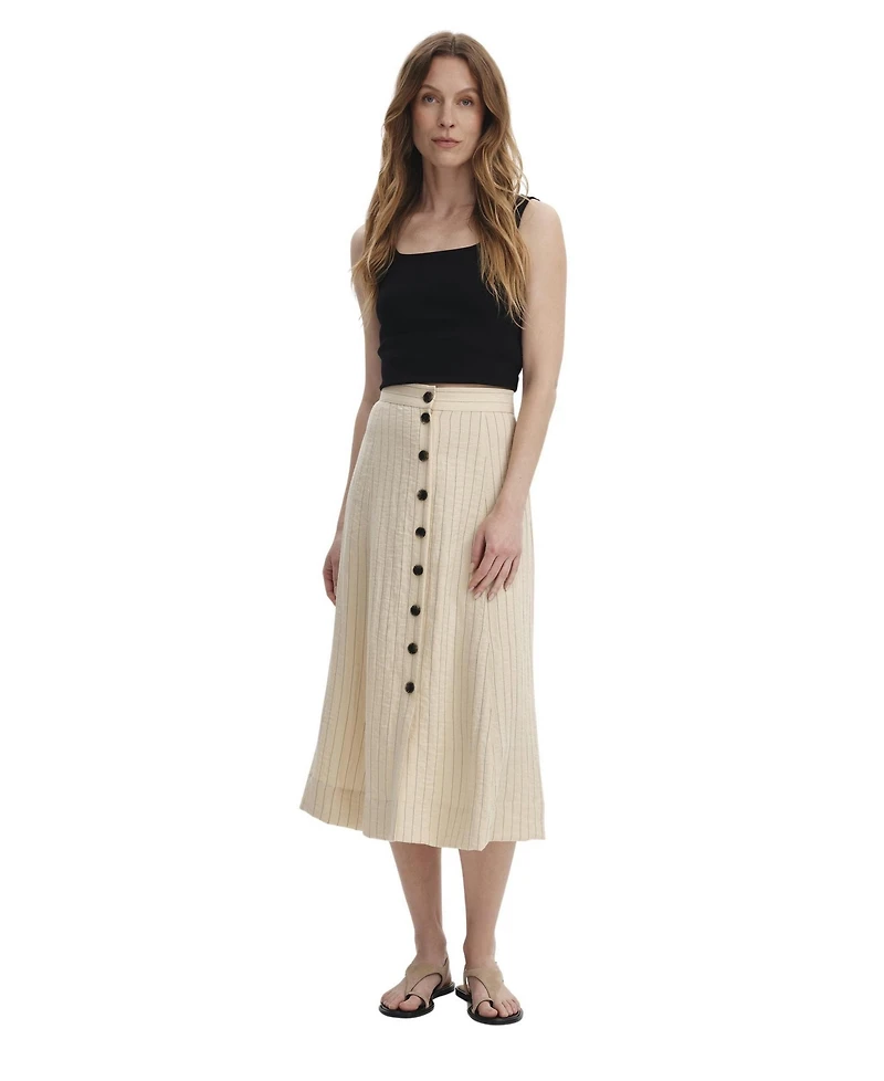 Finery London Women's Frances Stripe Midi A-Line Skirt