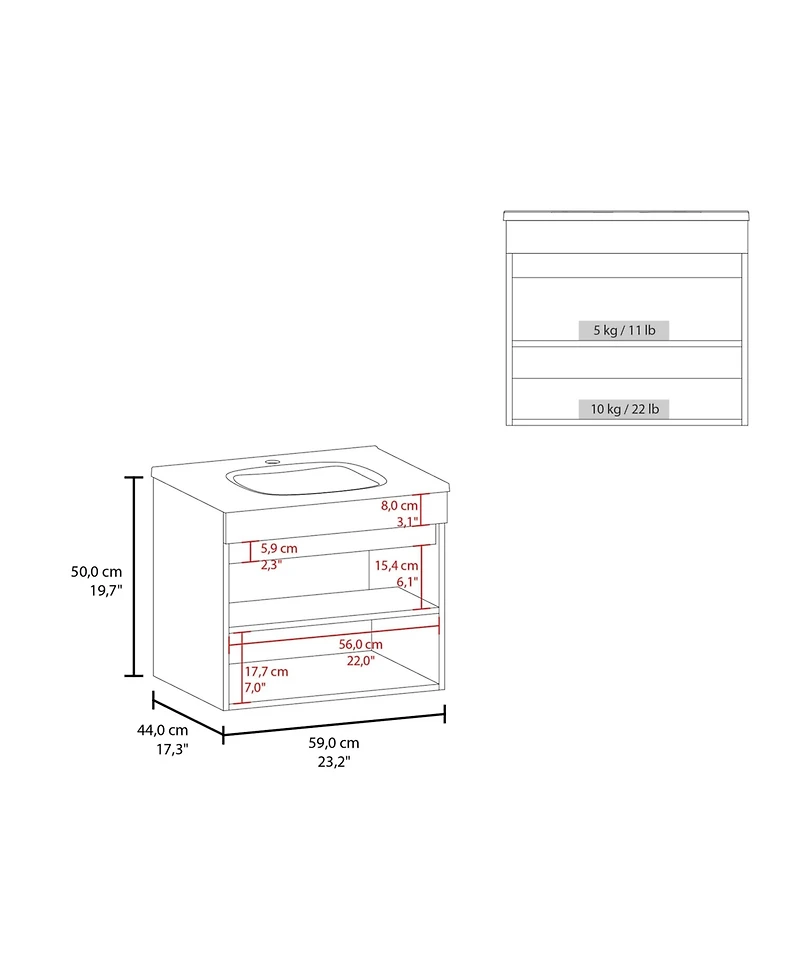 Fm Furniture Rainbow City Vanity with 2 Doors